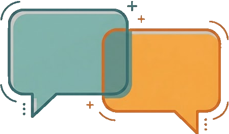 Two speech bubles overlapping, implying a conversation